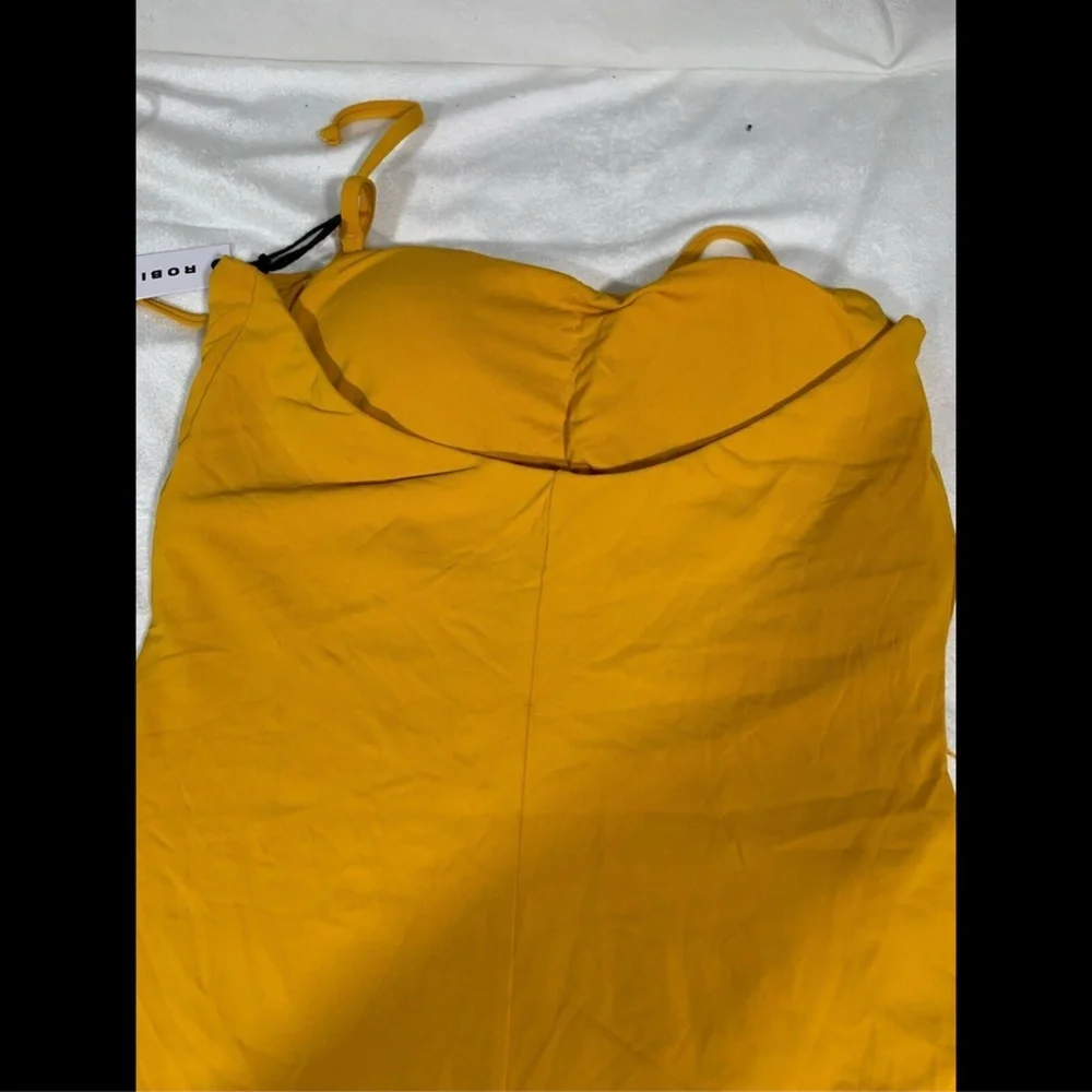 NEW Robin Piccone Luca Barbell Bandeau One‎ Piece Swimsuit Mustard [SZ 10 ] - Picture 6 of 8